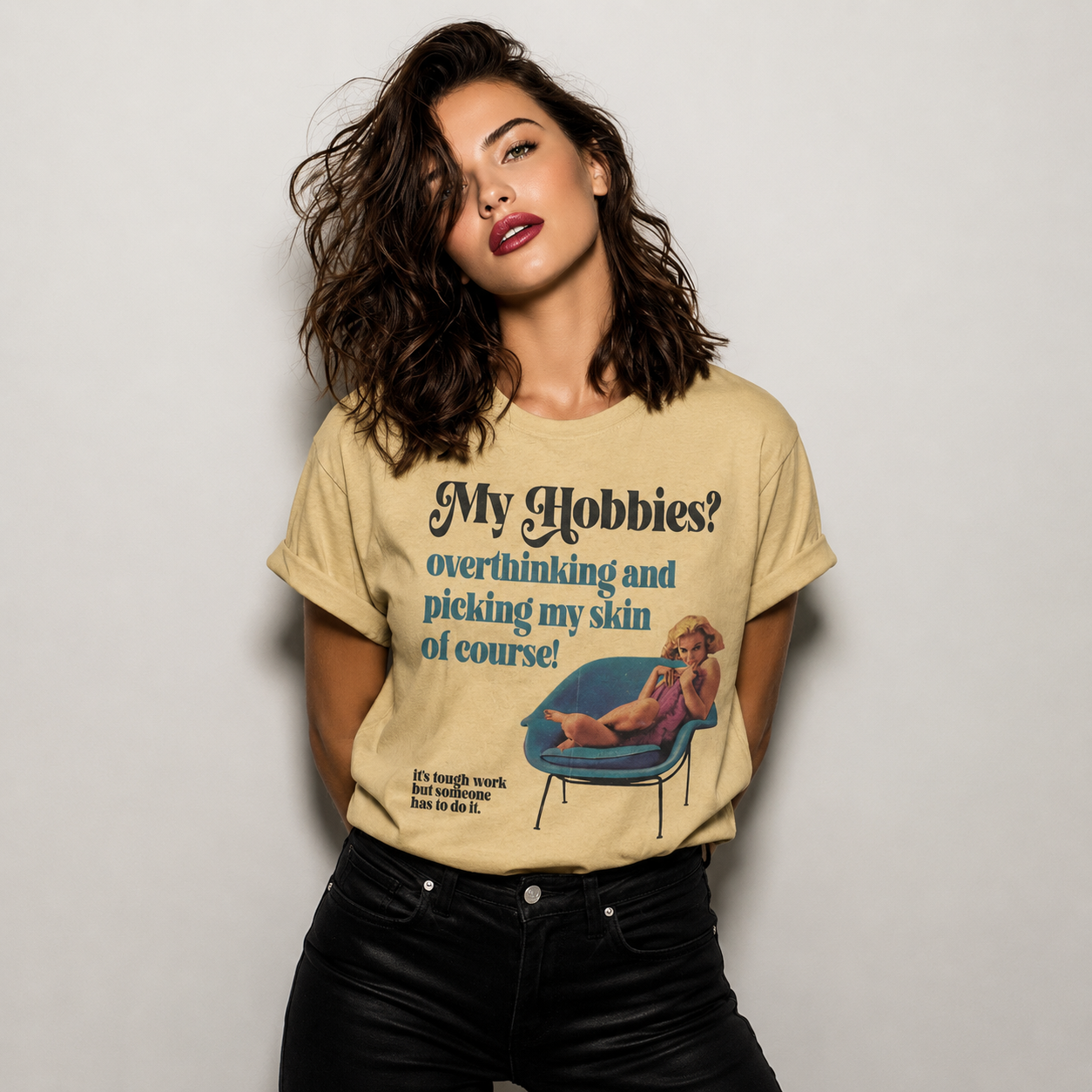 Tricou „My Hobbies” Overthinking – Tricou Vintage Aesthetic - imagine 2