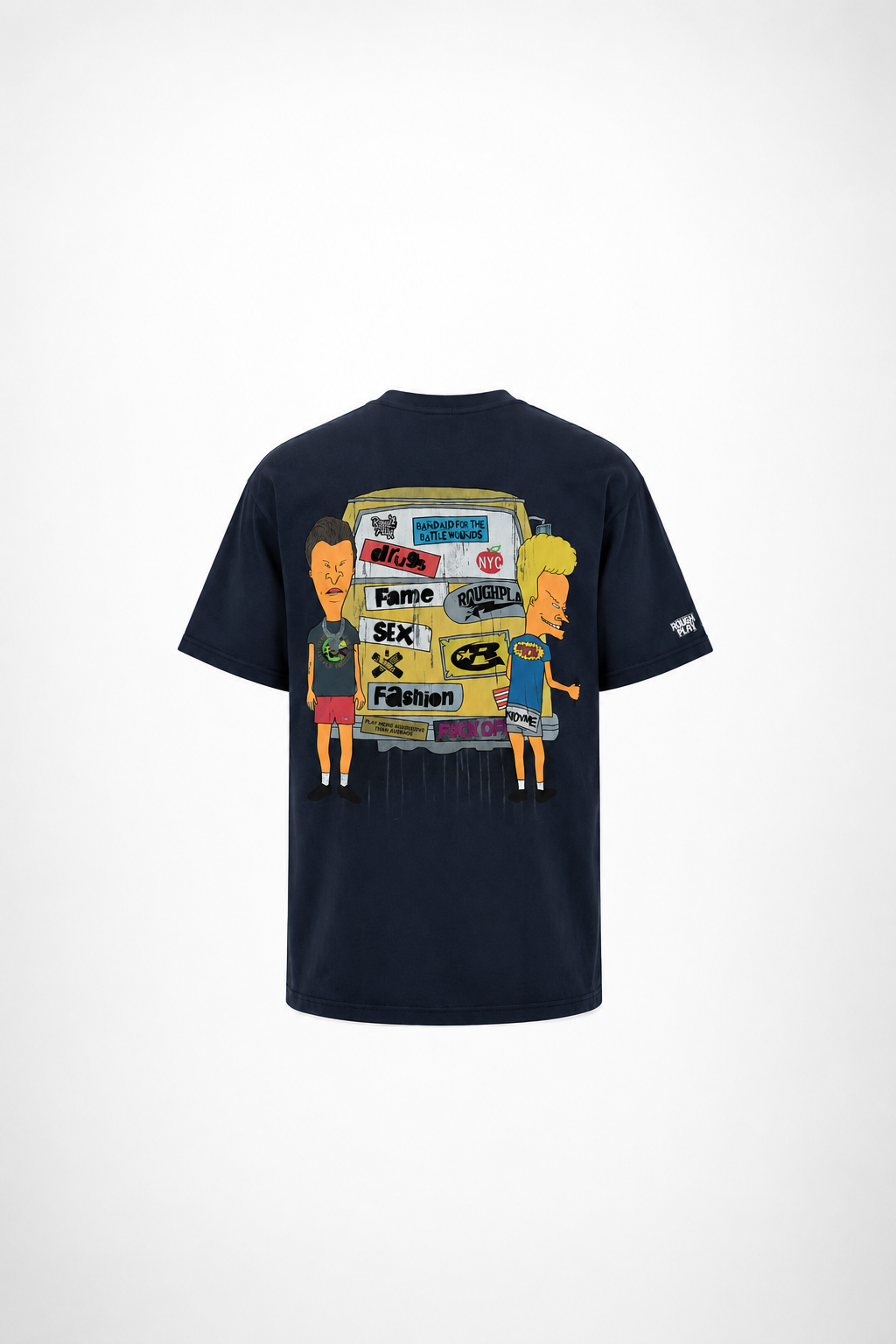 Tricou Rogue Play Battle Wounds Bleumarin Oversized – Print Retro Cartoon | Unisex - imagine 2